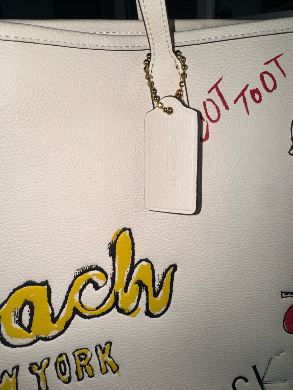 Coach White Graffiti Tote Bag - Coach New York - Picture 3 of 6
